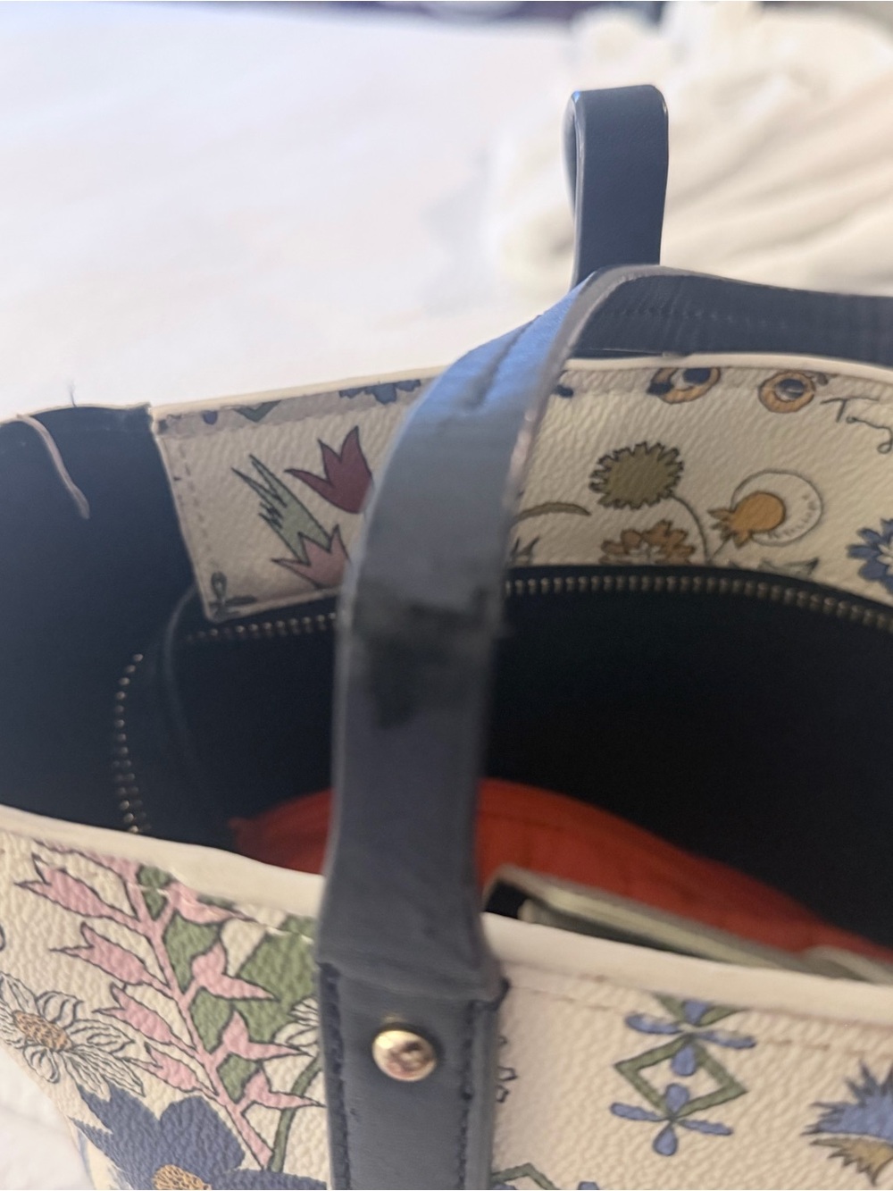 Tory Burch Kerrington Floral Peacock Canvas Tote - Picture 3 of 5